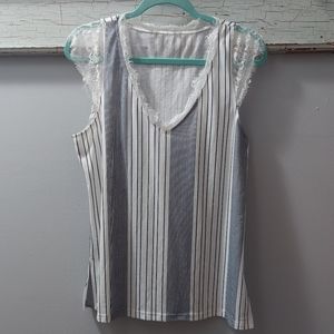 Striped lacey blouse tank